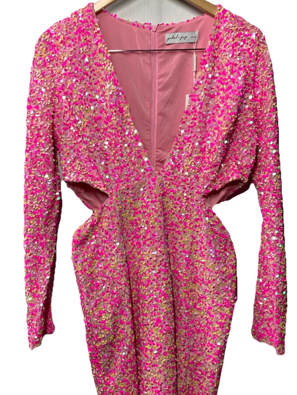 Petal & Pup Women's Kelly Long Sleeve Sequin Mini Dress Long Sleeve Size XL